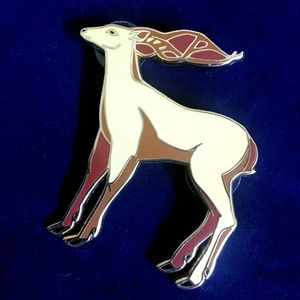 DEER Large Brooch Pin in Enamel Rare!